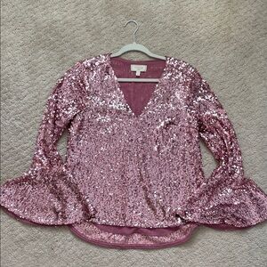 Moulinette Soeurs Sparkling Pink Sequin Blouse